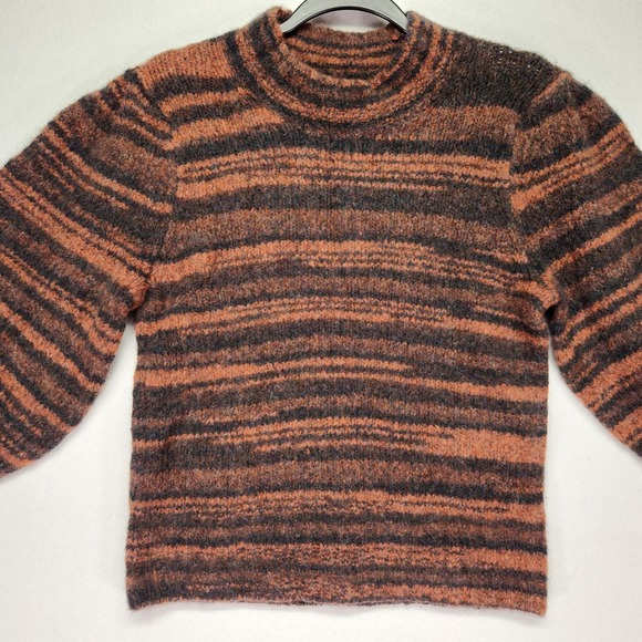 Veronica Beard Lumina Crewneck Pullover Stripe Orange Black Sweater Small - Picture 5 of 7